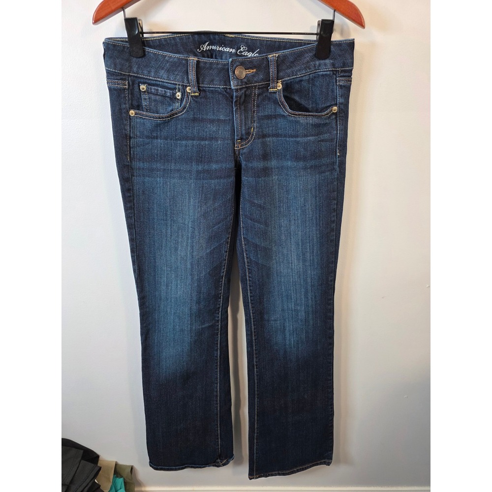 American Eagle Favorite Boyfriend Jeans Womens 6 Long Dark Wash Stretch Denim